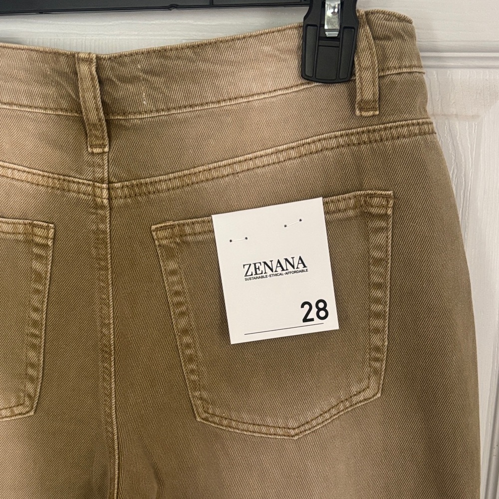 Zenana Olive Distressed Wide-Leg Jeans New with tags - Picture 5 of 11